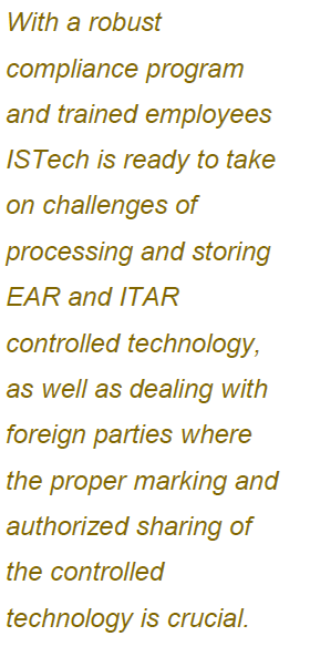 ISTech Selects Linqs for Compliance with the EAR & ITAR 2 ISTech Selects Linqs as ITAR Compliance Partner